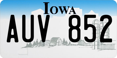 IA license plate AUV852