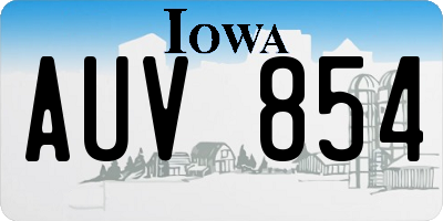 IA license plate AUV854