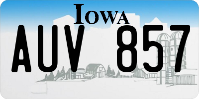IA license plate AUV857