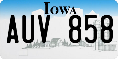 IA license plate AUV858