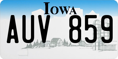 IA license plate AUV859