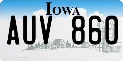 IA license plate AUV860