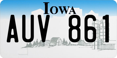 IA license plate AUV861