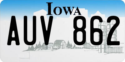 IA license plate AUV862