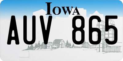 IA license plate AUV865