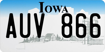 IA license plate AUV866