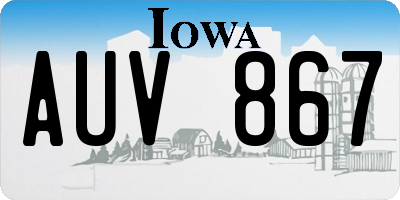IA license plate AUV867