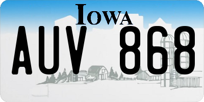 IA license plate AUV868