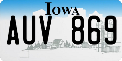 IA license plate AUV869