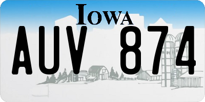 IA license plate AUV874