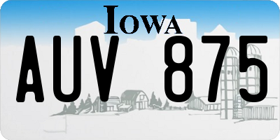 IA license plate AUV875