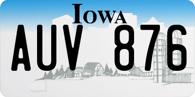 IA license plate AUV876