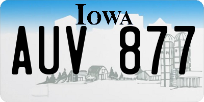 IA license plate AUV877