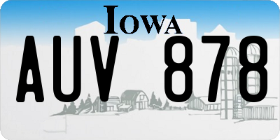 IA license plate AUV878