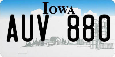 IA license plate AUV880