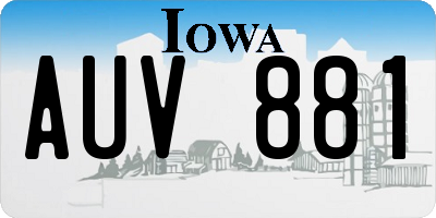 IA license plate AUV881