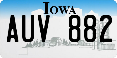 IA license plate AUV882