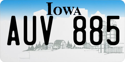 IA license plate AUV885