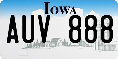 IA license plate AUV888