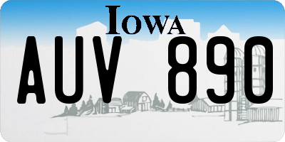 IA license plate AUV890