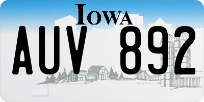 IA license plate AUV892