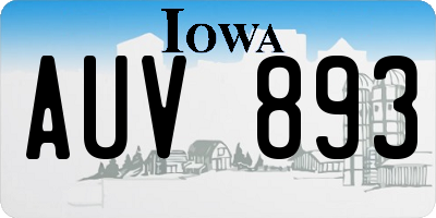 IA license plate AUV893
