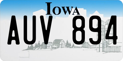 IA license plate AUV894