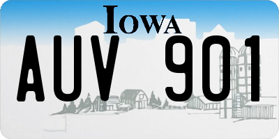 IA license plate AUV901