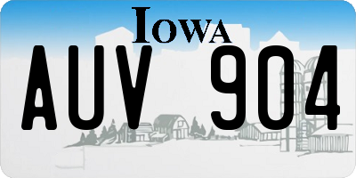 IA license plate AUV904