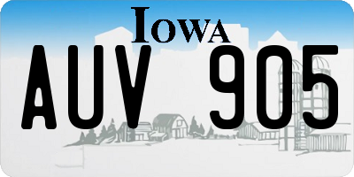 IA license plate AUV905