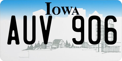 IA license plate AUV906