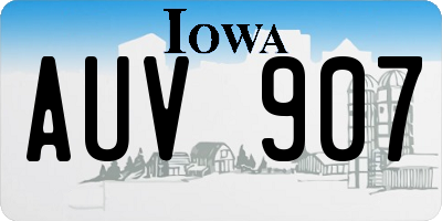 IA license plate AUV907