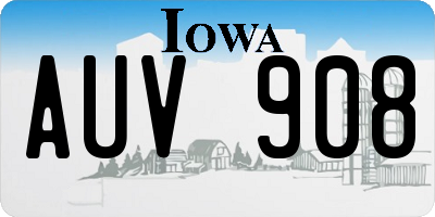 IA license plate AUV908