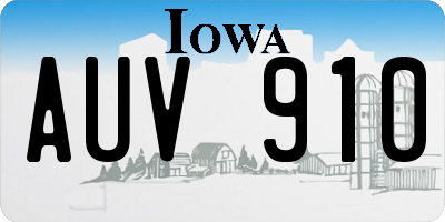IA license plate AUV910