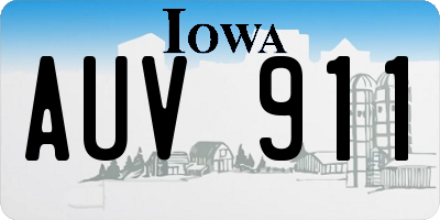 IA license plate AUV911