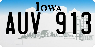IA license plate AUV913