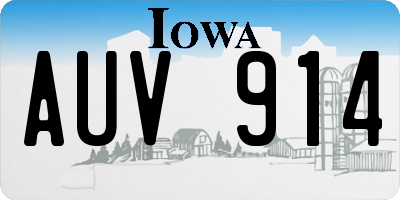 IA license plate AUV914