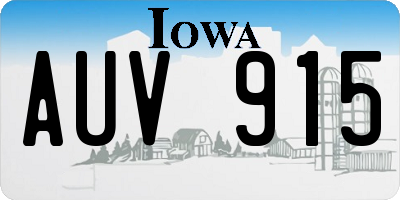 IA license plate AUV915