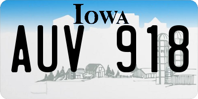 IA license plate AUV918
