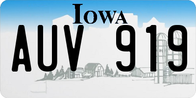 IA license plate AUV919