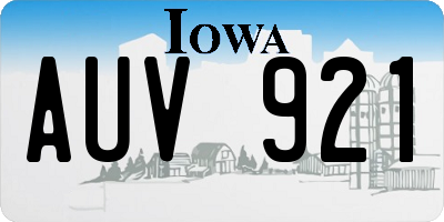 IA license plate AUV921