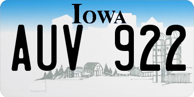 IA license plate AUV922