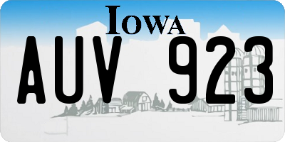 IA license plate AUV923