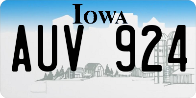 IA license plate AUV924