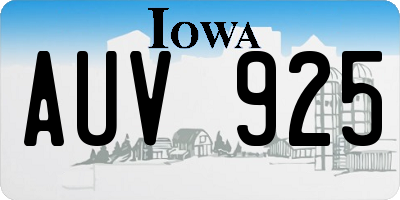 IA license plate AUV925