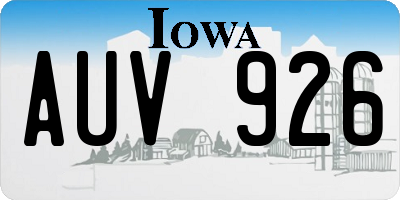 IA license plate AUV926