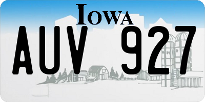 IA license plate AUV927