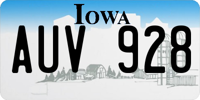 IA license plate AUV928