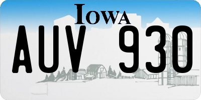 IA license plate AUV930