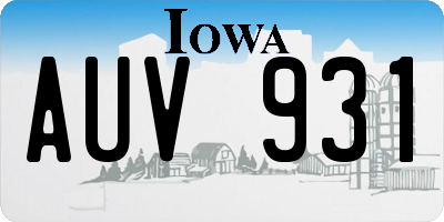 IA license plate AUV931